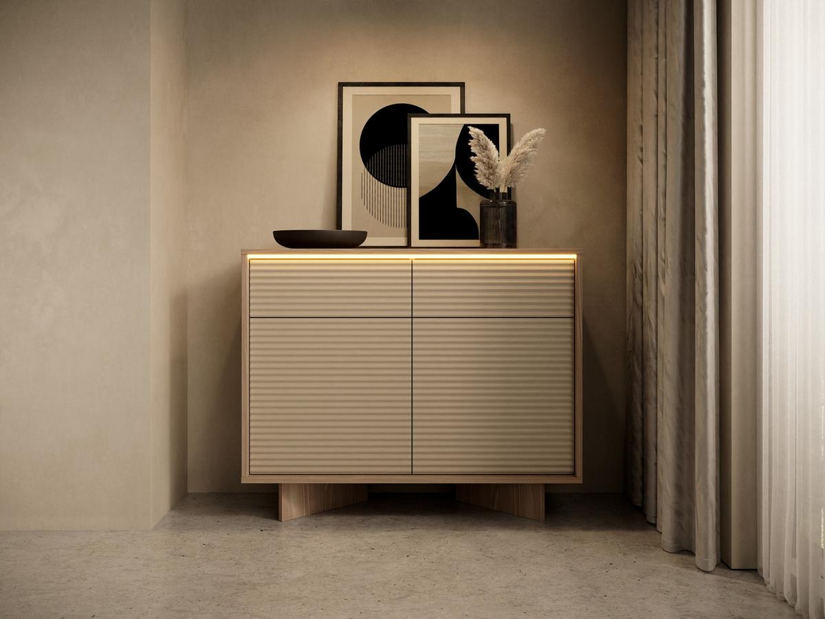 KOMMODE RIGATO 103,9/84,4/40cm mit 2 Schubladen 2 Türen Beige - Beige, Holzwerkstoff (103.9/84.4/40cm) - MASSENO