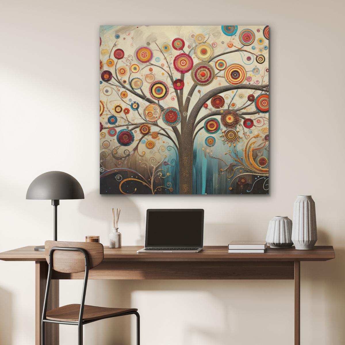 AKUSTIKBILD Baum - Baum des Lebens - Farbe Akustikpaneele 90x90 cm - Braun, Kunststoff (90/90/0.9cm) - MuchoWow
