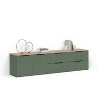 WOHNWAND Piave Grün 3 Teile - Grün, Holzwerkstoff (80/50/40cm) - Livinity®