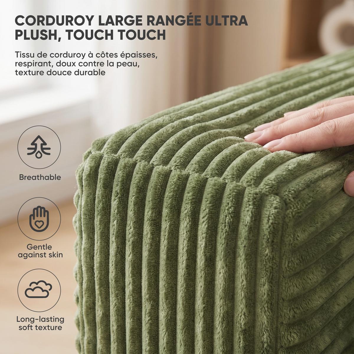 2-SITZER SOFA 160cm Cord-Sofa Bodensofa ohne Montage - Grün, Textil (160/58/88cm) - Urban Meuble