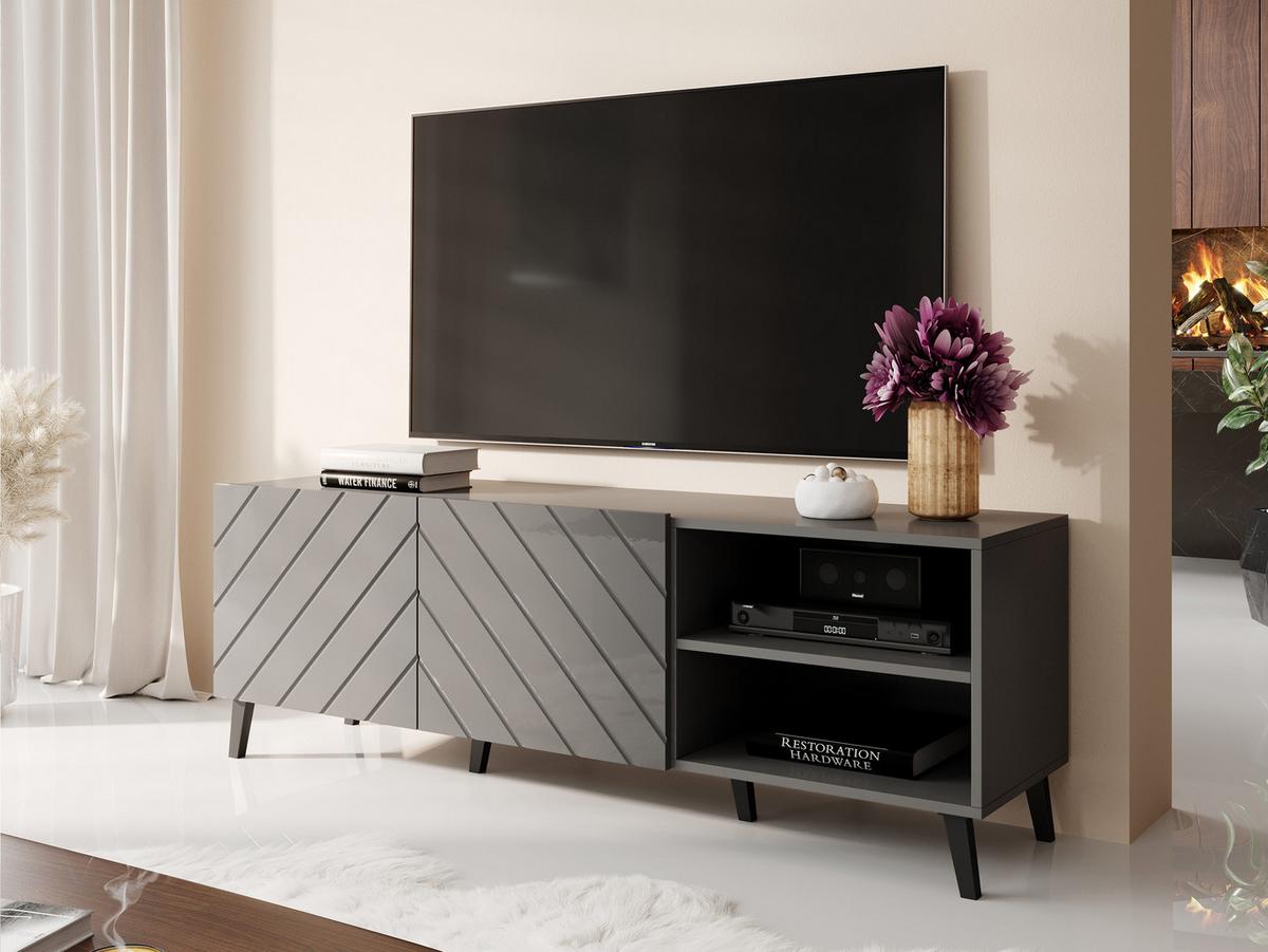 TV-LOWBOARD Abeto 150 - Graphitfarben/Schwarz, Holzwerkstoff/Kunststoff (150/52/42cm) - MIRJAN24