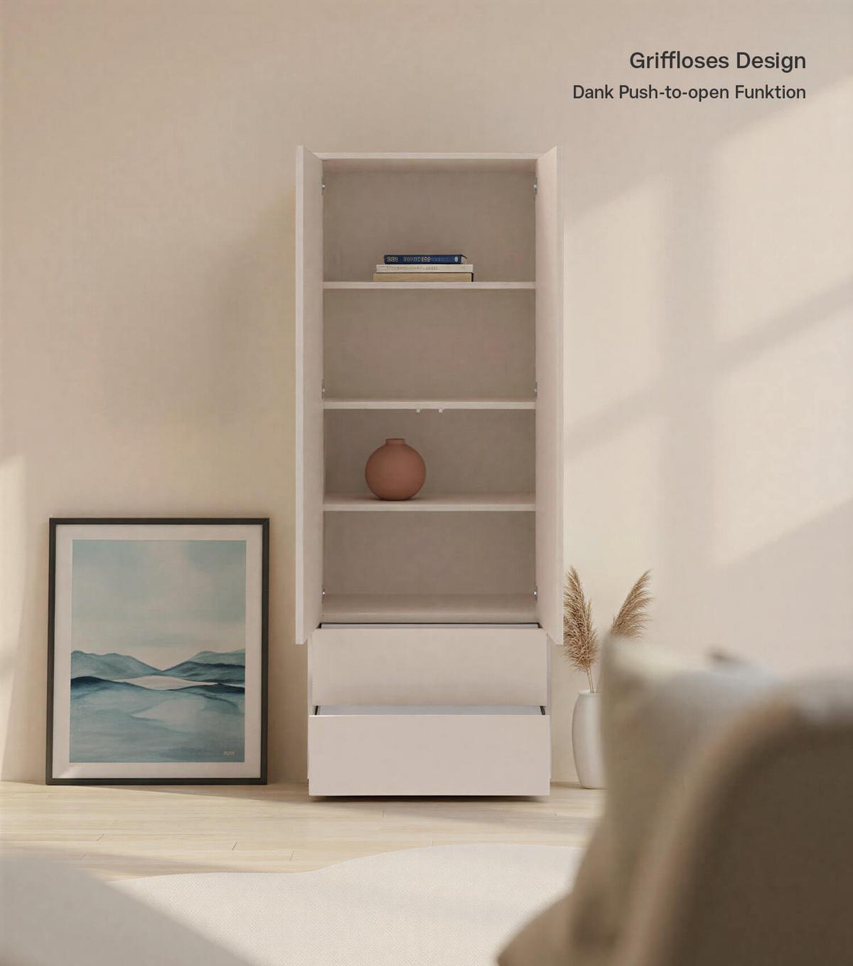 HOCHSCHRANK Der Aufrechte - Beige, Holzwerkstoff (70/188/36cm) - Mokebo