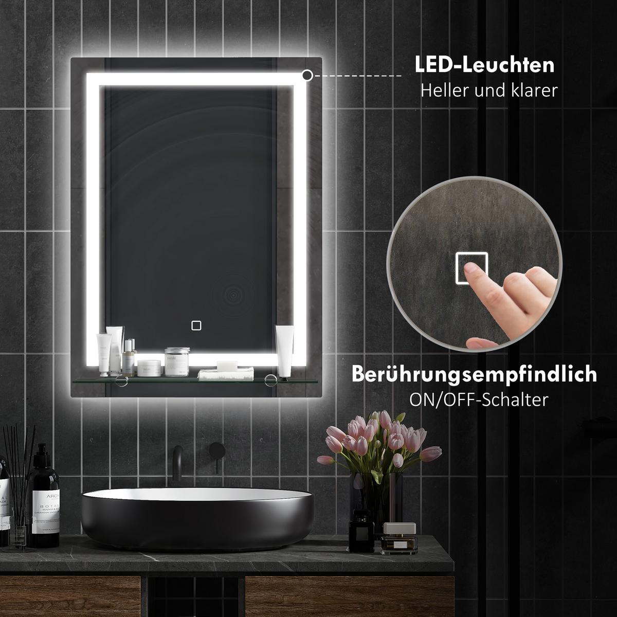 BADSPIEGEL Aluminium Hartglas Silber - Silberfarben, Metall (2.7/70/50cm) - Kleankin