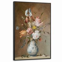 LEINWAND Bilder mit Rahmen - Alte Meister - Blumen - Balthasar van der Ast - 90x140 - Hellbraun, Textil (90/140cm) - MuchoWow