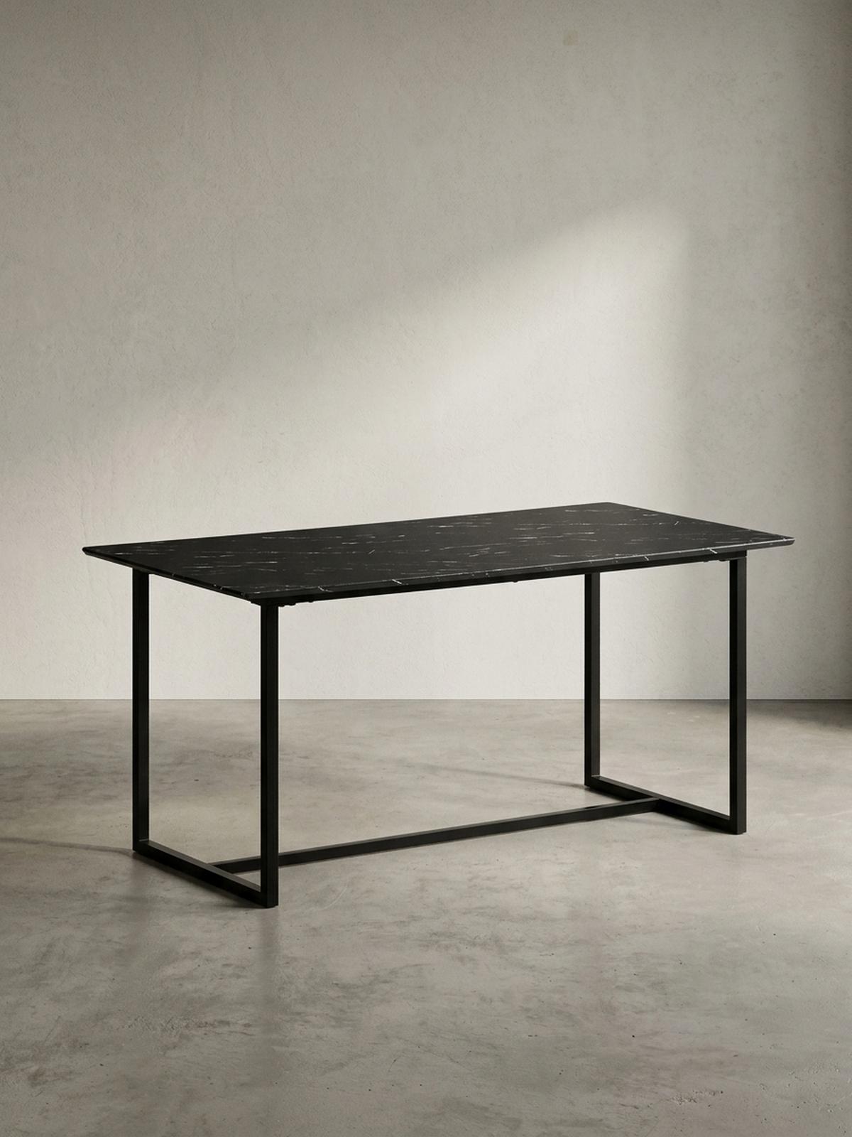 ESSTISCH Marmoroptik Metall Rechteckig Modern Klein, Schwarz 200x90x76 cm - Schwarz, Holzwerkstoff/Metall (90/200/76cm) - KADIMA DESIGN