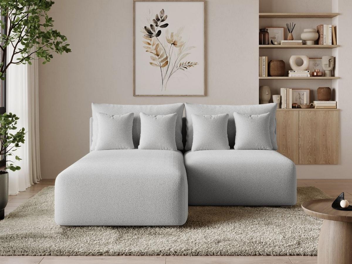 ECKSOFA Ronni Bouclé-Stoff Grau Rechts - Grau, Holz/Textil (206/190cm) - Graingold