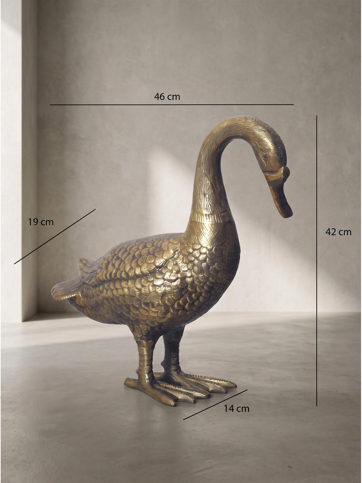 GÄNSEFIGUR DENDER, Aluminium, handgefertigt, Gold, 46 x 19 x 42 cm - Goldfarben, Metall (46/42/19cm) - KADIMA DESIGN