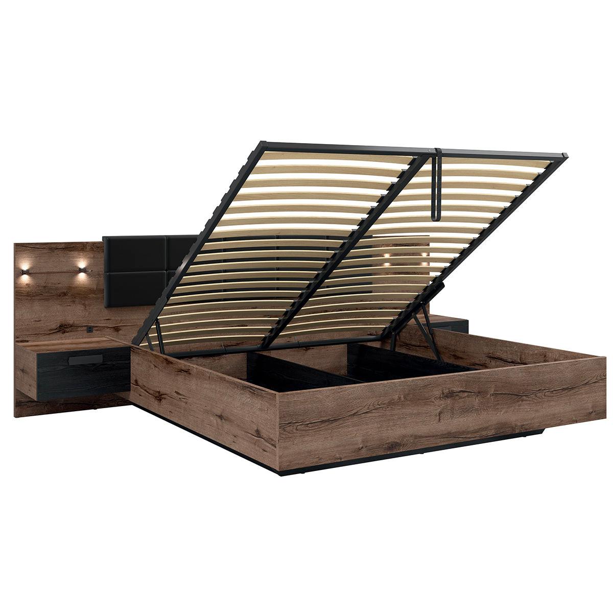 BOXBETT 180/200 Romane Holz und Schwarz - Braun, Holzwerkstoff (180/200cm) - Petits-meubles