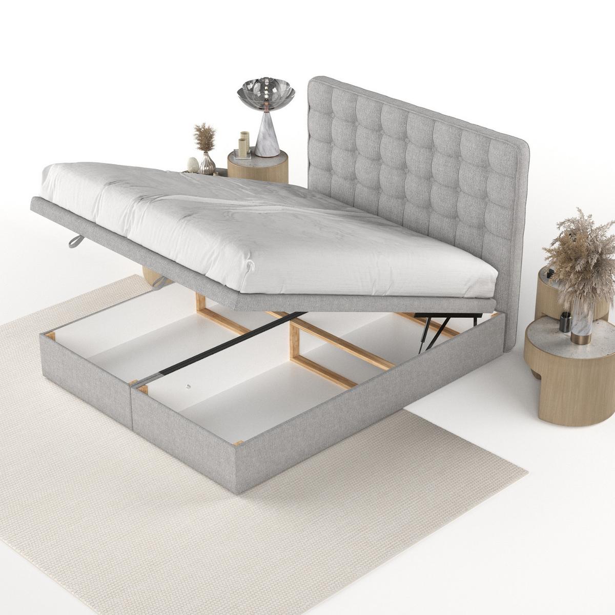 POLSTERBETT Celestia mit Stauraum 160/200 cm Grau im Megan Stoff - Schwarz/Grau, Holz/Holzwerkstoff (160/200cm) - AltaBeds
