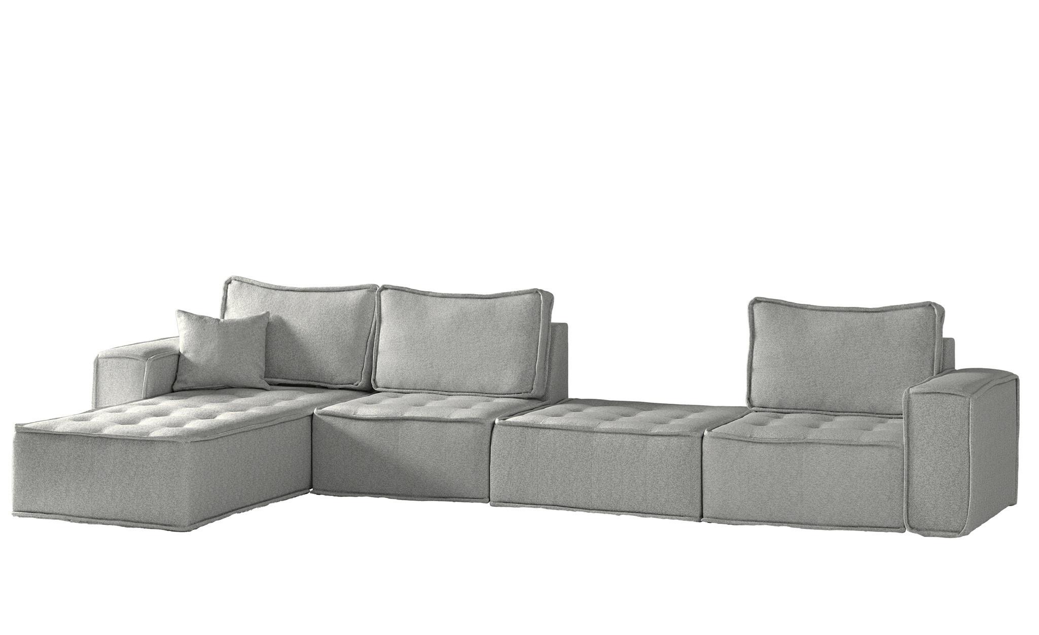 ECKSOFA Sande Xl In Alpine - Hellgrau, Holzwerkstoff/Textil (372/192cm) - Fun Möbel