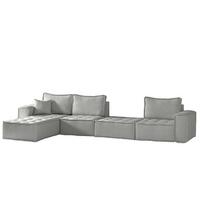 ECKSOFA Sande Xl In Alpine - Hellgrau, Holzwerkstoff/Textil (372/192cm) - Fun Möbel