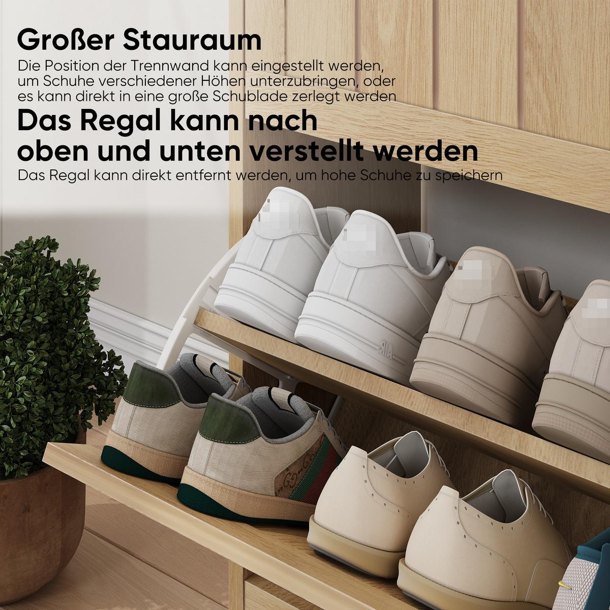 SCHUHESCHRANK Eichenfarben Mit 2 Kippfächern Mid-Century - Eichefarben, Holzwerkstoff (60/80/24cm) - Urban Meuble