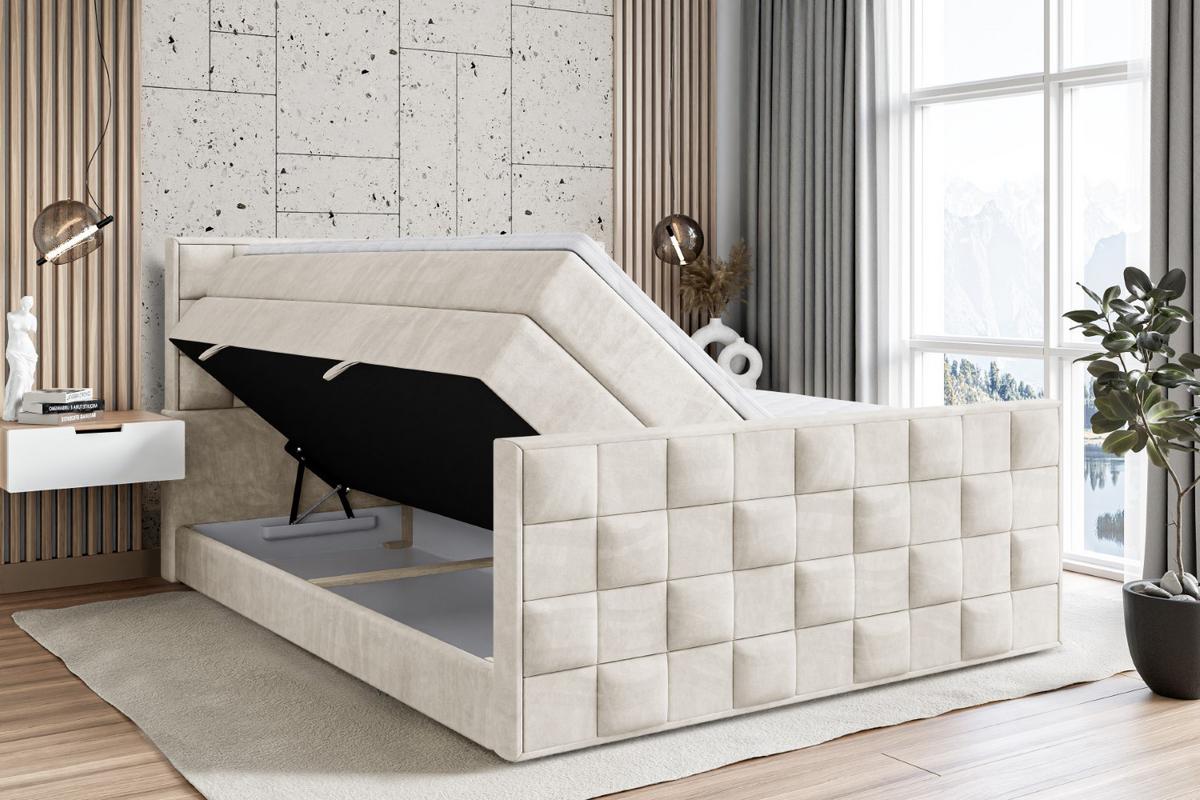 BOXSPRINGBETT ZAFIRA KING - 140 x 200 - H3/H4 - Ecru - Ecru, Holzwerkstoff (140/200cm) - ALTDECOR