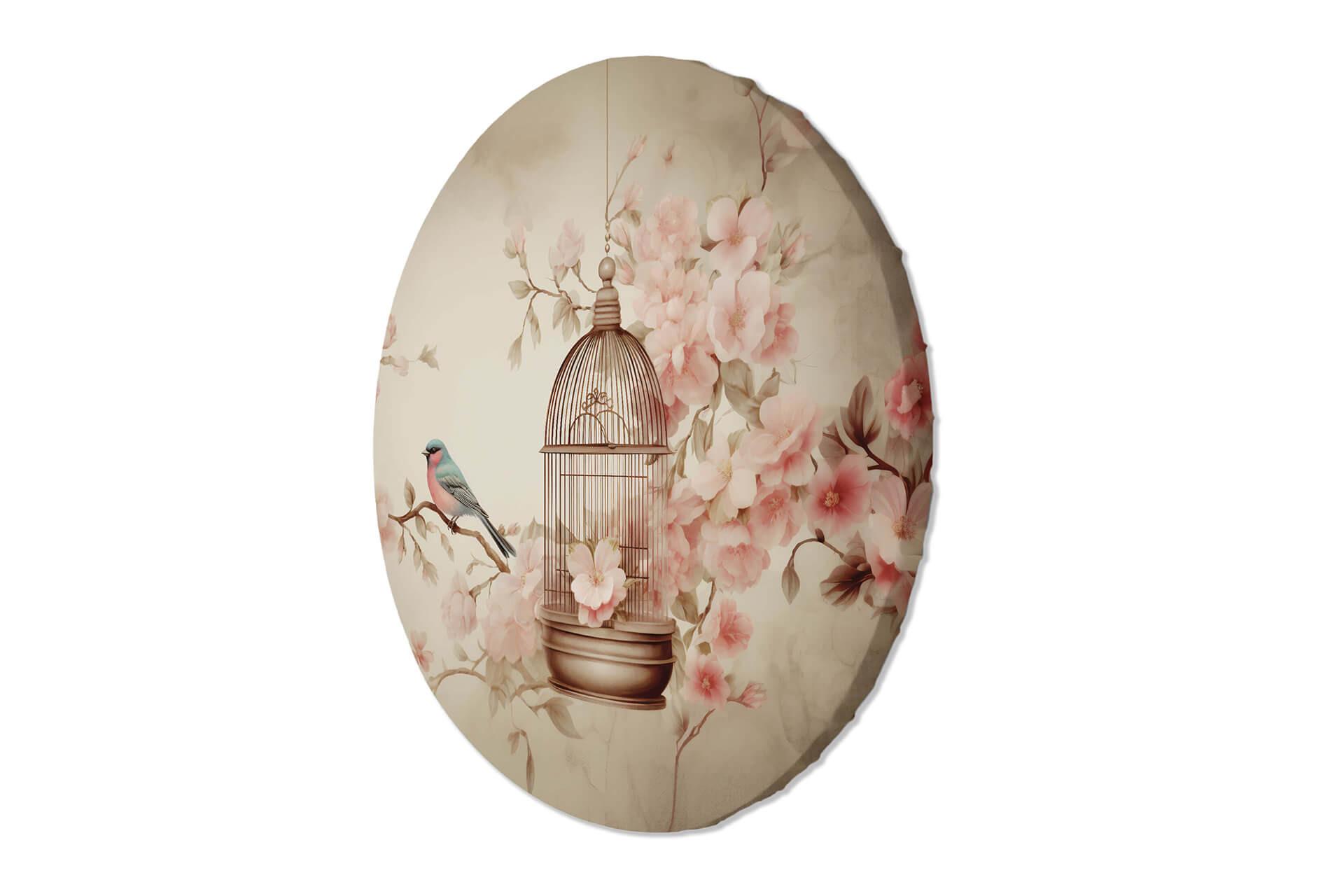 RUNDES BILD Rosa 60/60 cm - Pink/Beige, Textil (60/60cm) - KUNSTLOFT
