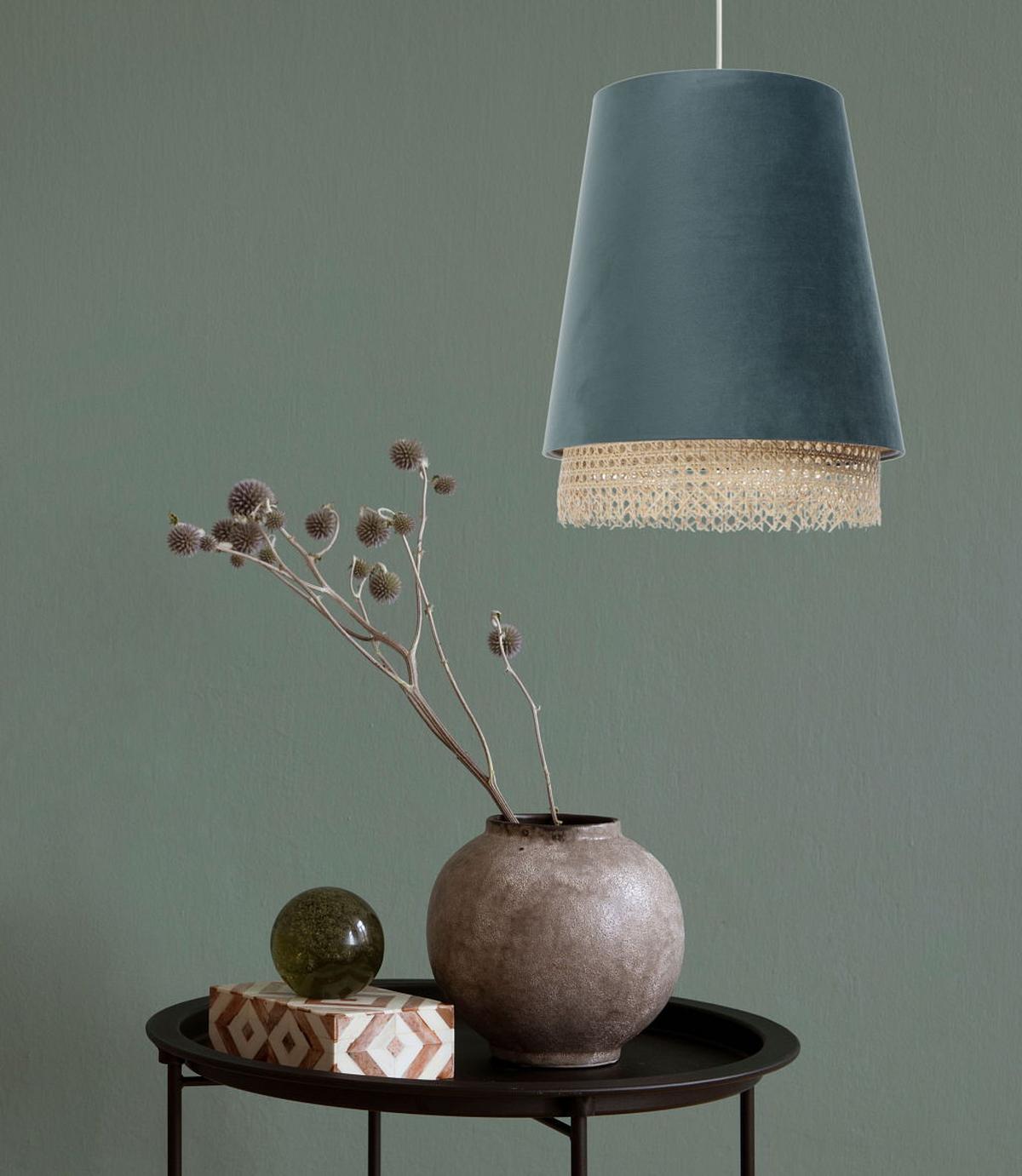 HÄNGELEUCHTE Türkis 35/44 cm - Türkis, Naturmaterialien (35/1.3/44cm) - ONZENO