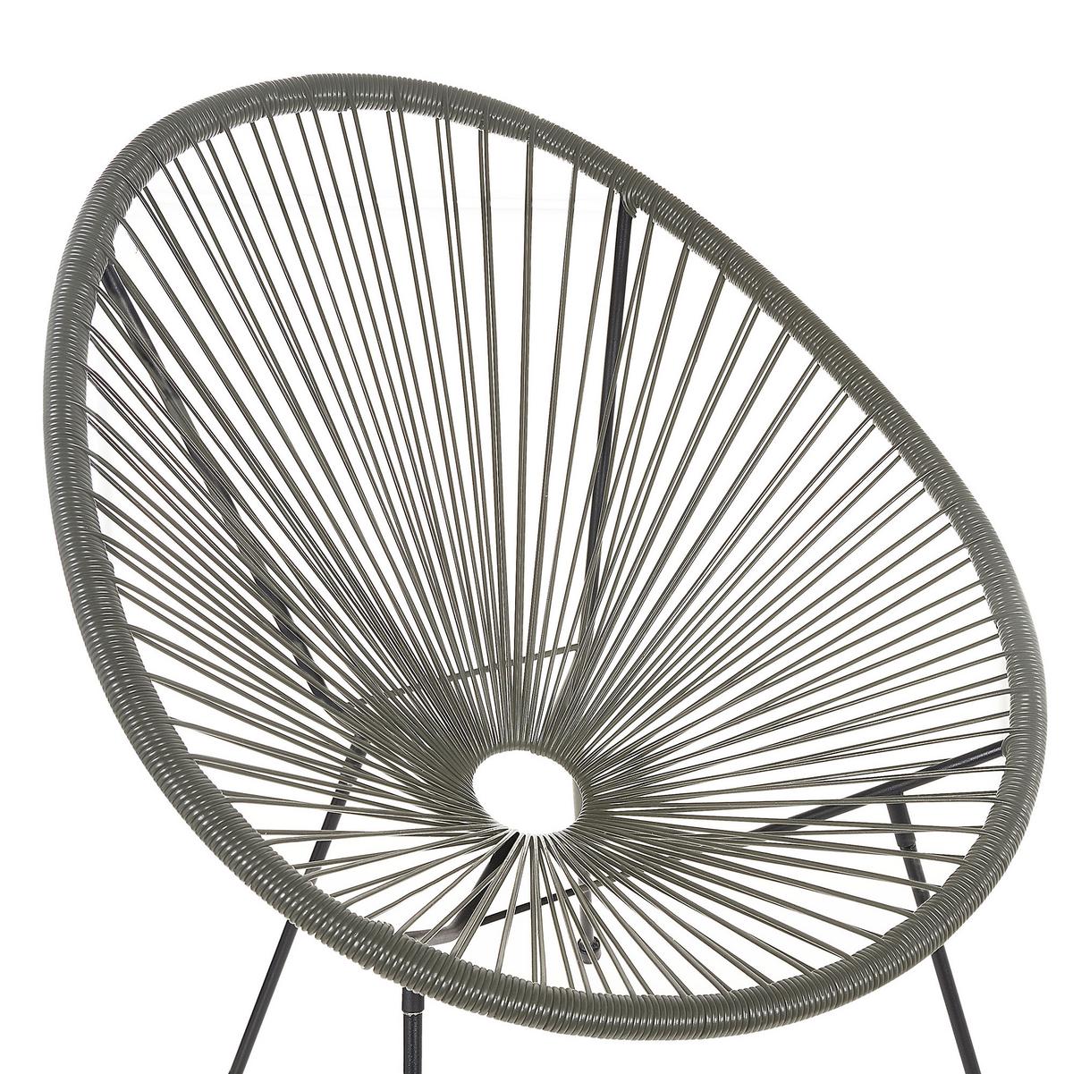RATTANSTUHL Kunststoff dunkelgrau 70 cm Acapulco II - Schwarz/Grau, Kunststoff (70/87/90cm) - Beliani