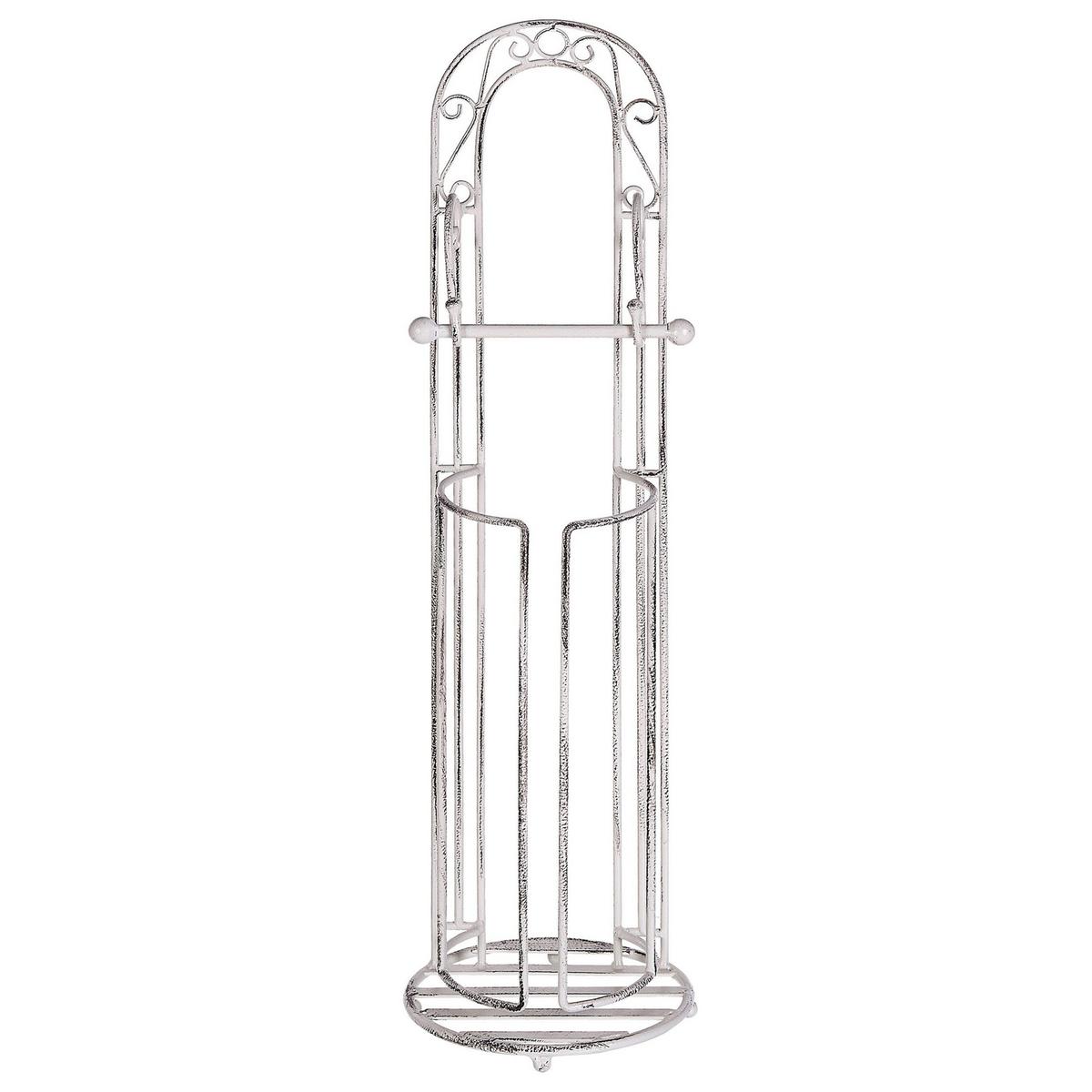 TOILETTENPAPIERSTÄNDER Metall Antik Optikweiß Temuco - Weiß, Metall (20/75/20cm) - Beliani