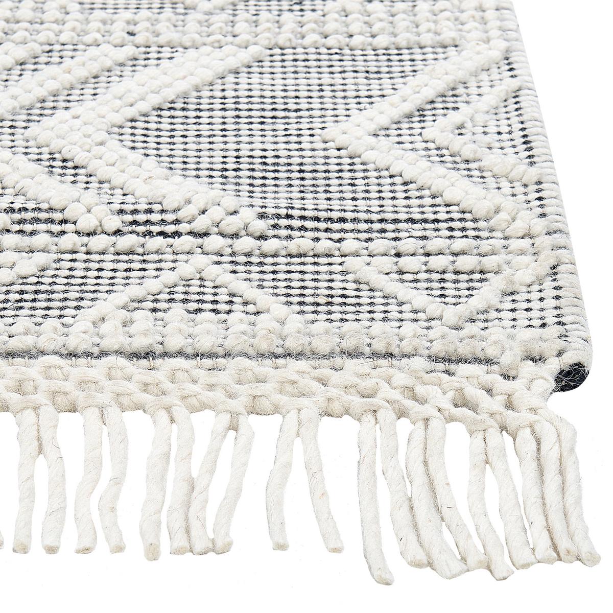 TEPPICH geflochten Pazar 230/160 cm - Weiß, Textil (160/230cm) - Beliani