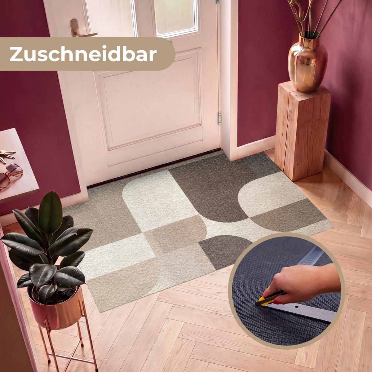 FUSSMATTE Geometrisch - Gewebte Struktur - Modern Fußabtreter 150x90 cm - Beige, Kunststoff (150/0.4cm) - MuchoWow