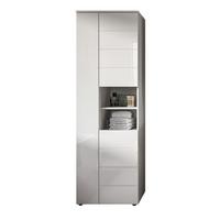 BADSCHRANK weiß Hochglanz 60 x 190 cm, Hochschrank mit 11 Fächern - Weiß Hochglanz/Schwarz, Holzwerkstoff/Kunststoff (60/190/34cm) - Inn.Furn