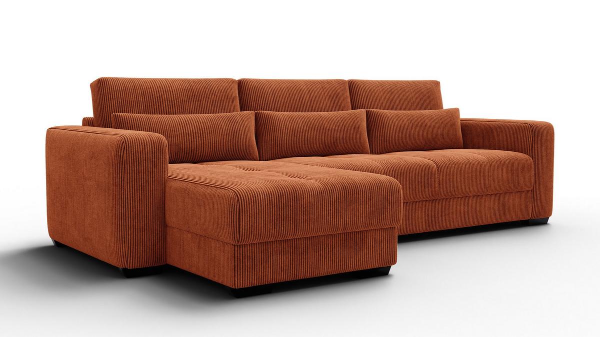 ECKSOFA OLI 4-Sitzer links, orange - Orange, Holz/Textil (295/172cm) - Wozimo