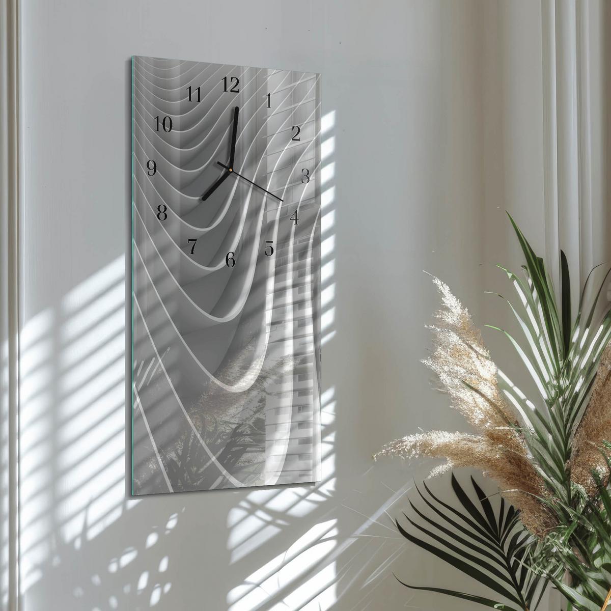 WANDUHR aus Glas 30x60 cm - Abstraktion - Grau, Glas (30/60/0.4cm) - TULUP