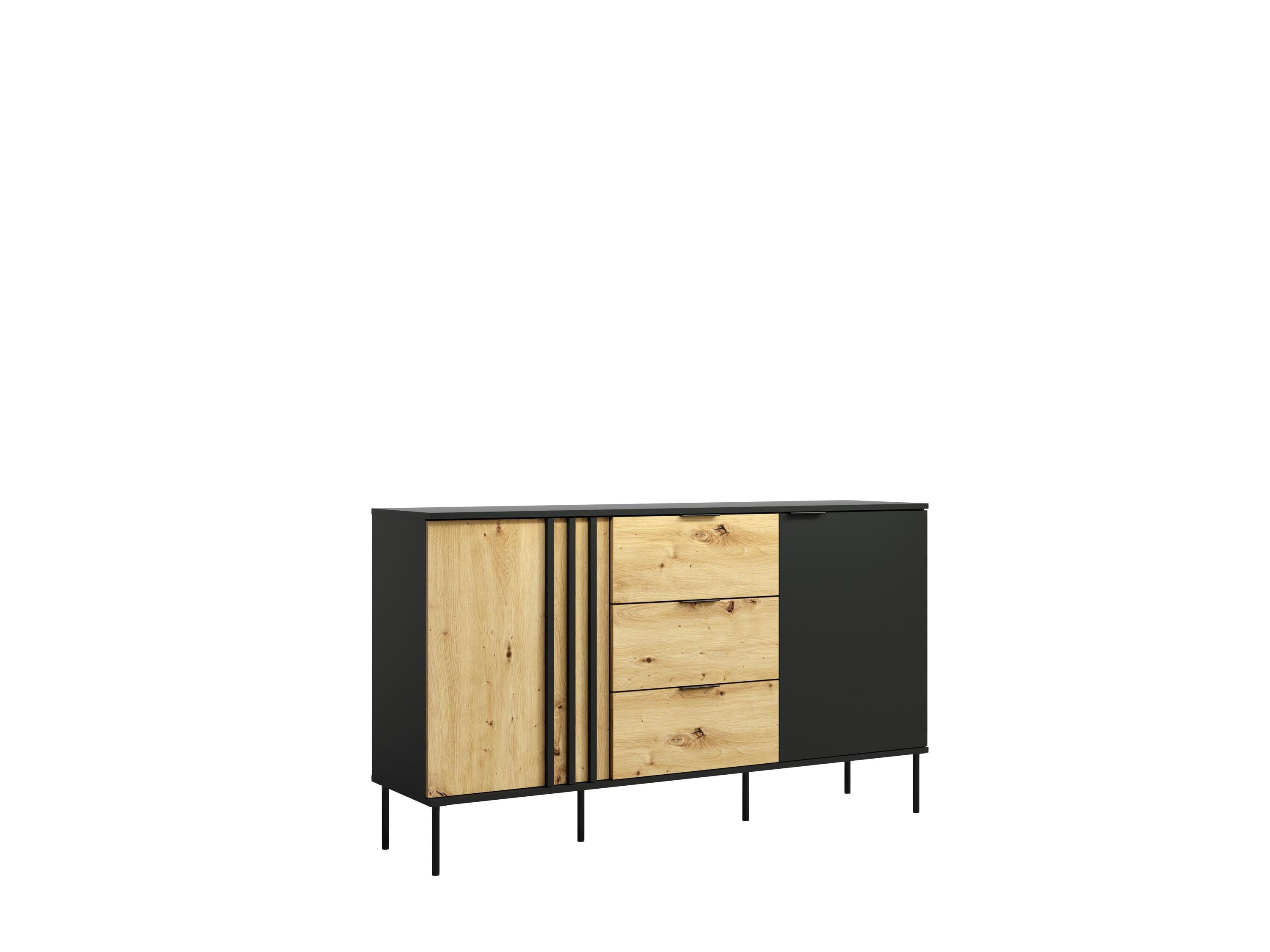 KOMMODE Schwarz, Eiche Artisan 165/92/40 - Schwarz/Eiche Artisan, Holzwerkstoff (165/92/40cm) - RAUMHIRSCH FURNITURE