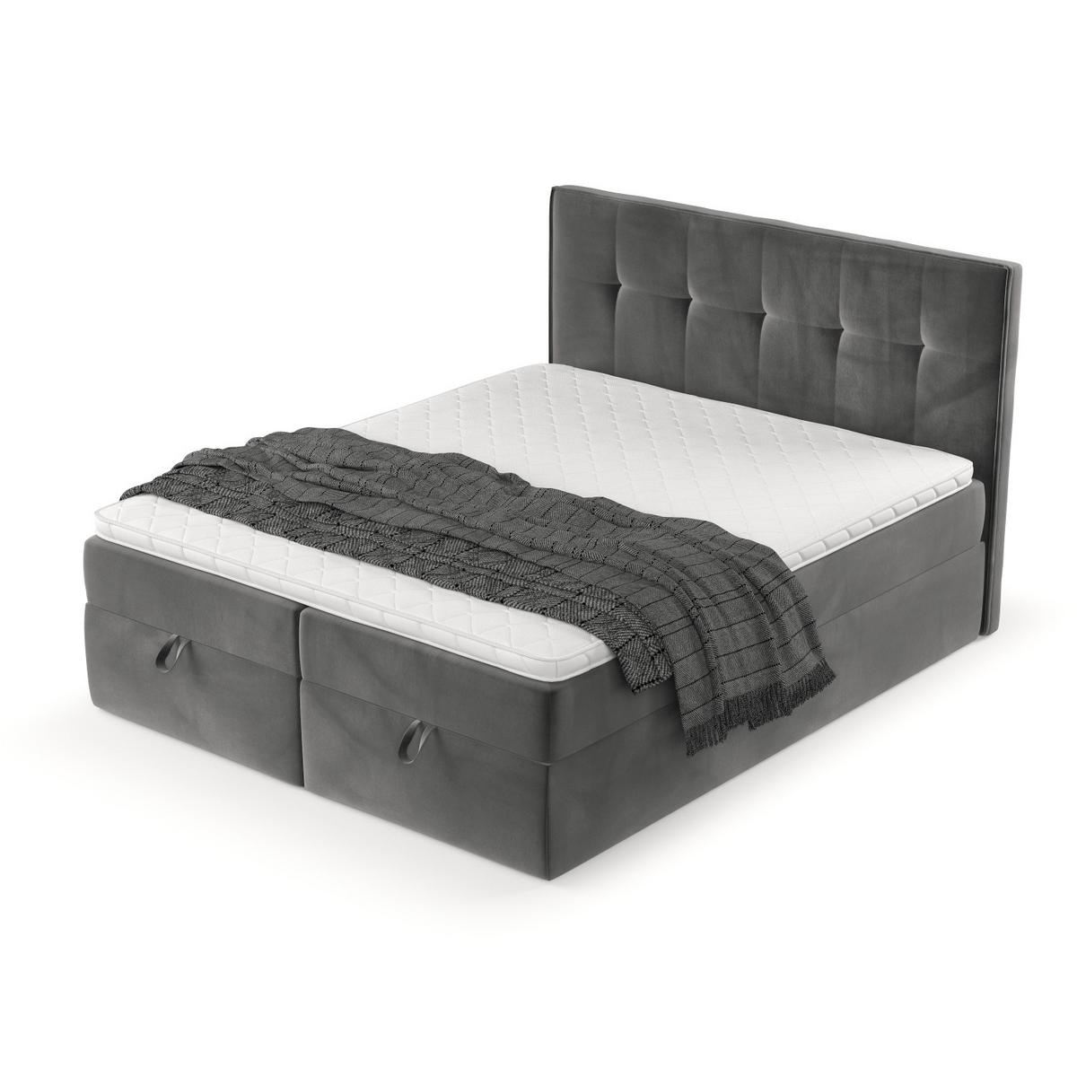 BOXBETT Tivra 200/200 cm Grau im Kronos Stoff - Schwarz/Grau, Holz/Holzwerkstoff (200/200cm) - AltaBeds
