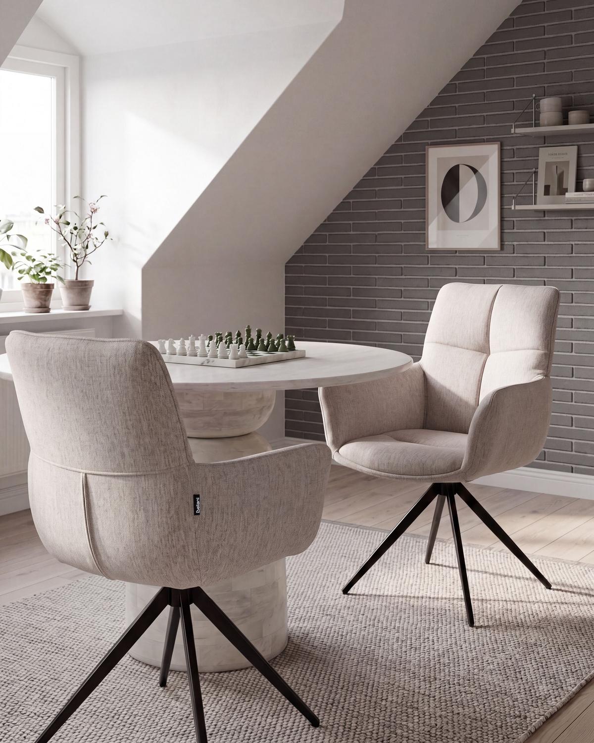 ESSZIMMERSTUHL drehbar Stoff Beige Corbie - Beige, Textil (62/89/67cm) - Beliani