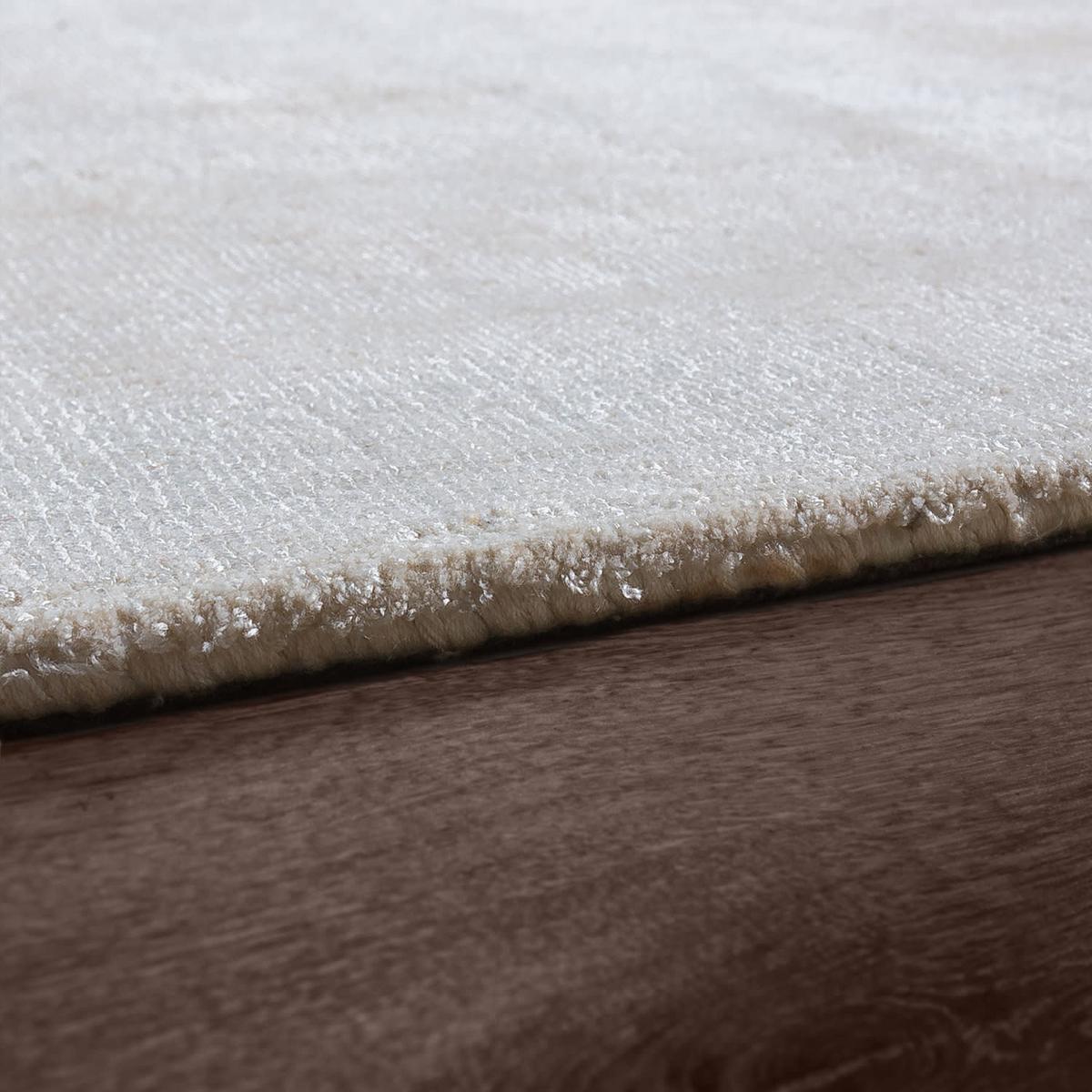 VISKOSETEPPICH handgewebt, einfarbig, Creme, 120 x 170 cm - Creme, Textil (170/120cm) - KADIMA DESIGN