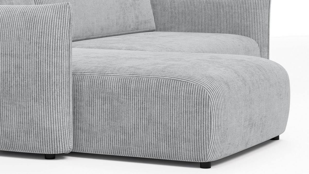 ECKSOFA TAUER 3-Sitzer rechts, hellgrau - Hellgrau/Schwarz, Holz/Textil (248/173cm) - Wozimo