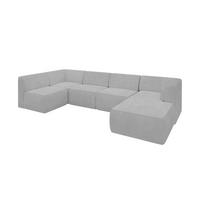 WOHNLANDSCHAFT Ottomane Rechts MOVO-L 345x180x78 cm Grau Cord - Grau, Holzwerkstoff/Kunststoff (180/78/345cm) - ALTDECOR