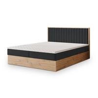 BOXBETT VARELI 140x200 cm mit Matratze und Topper - Schwarz - Schwarz, Holz (140/200cm) - MASSENO