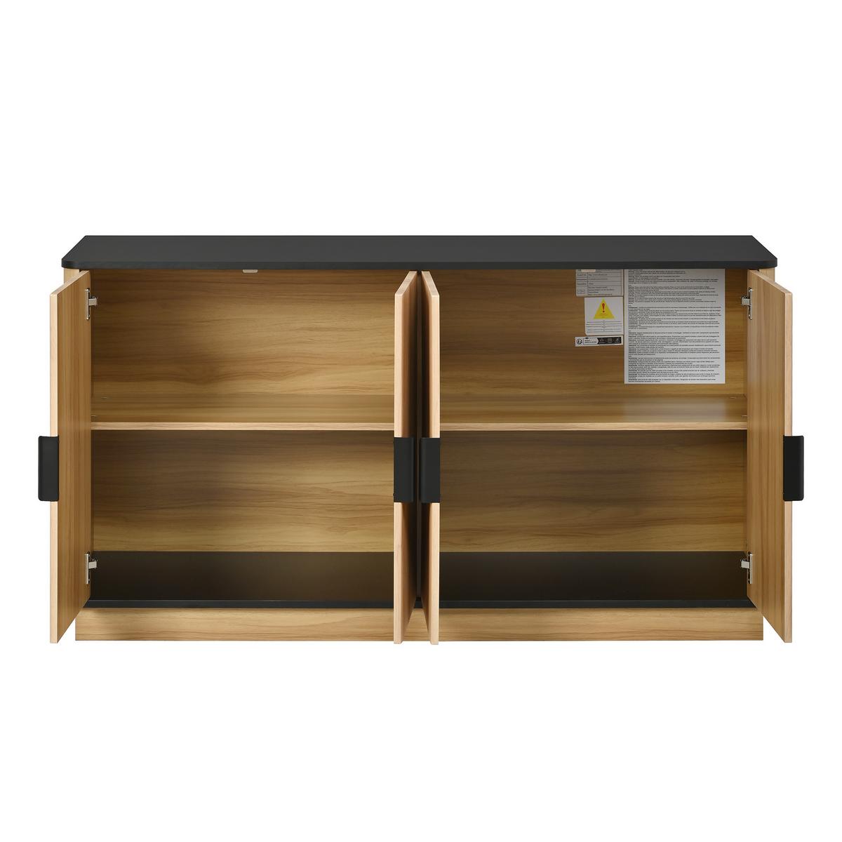 SIDEBOARD in Holzoptik mit Riffel-Design, mit 4 Türen und stummen Scharnieren - Naturfarben, Holzwerkstoff (139/75/40cm) - Urban Meuble