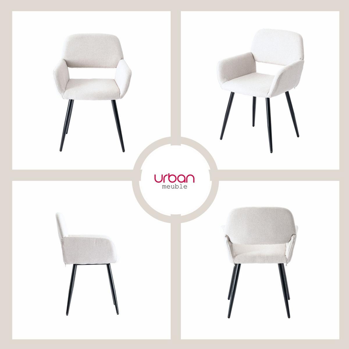 ESSZIMMER SET mit ausziehbarem Tisch und 4 bequemen Stühlen - Beige/Schwarz, Holzwerkstoff/Metall (80/75/160cm) - Urban Meuble
