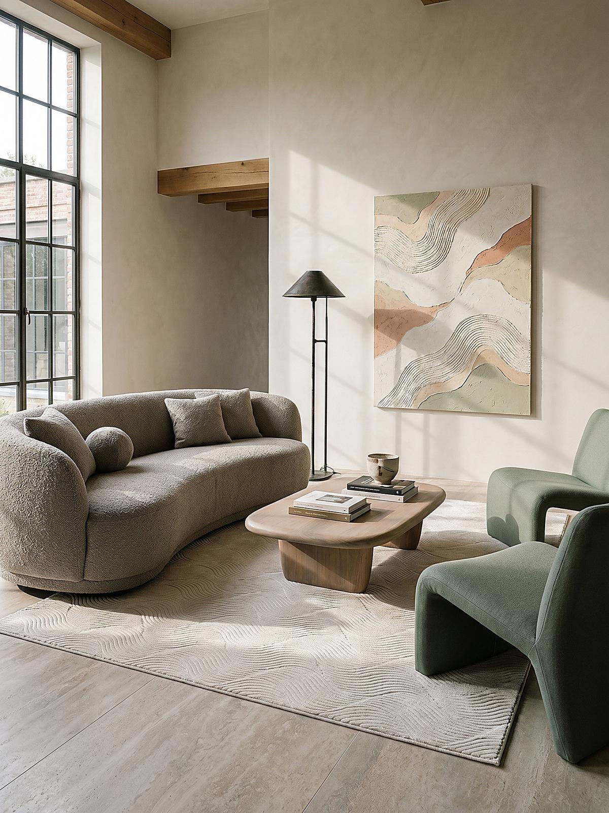 KURZFLORTEPPICH Antirutsch Geometrisch DALAR Polypropylen Creme 120 x 160 cm - Beige, Textil (120/160cm) - KADIMA DESIGN