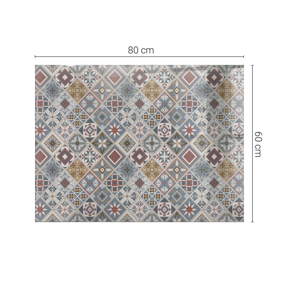 TISCHPLATTE 80x60 cm Mosaikmuster mit Ornamenten - Multicolor/Grau, Glas (0.4/80/60cm) - TULUP