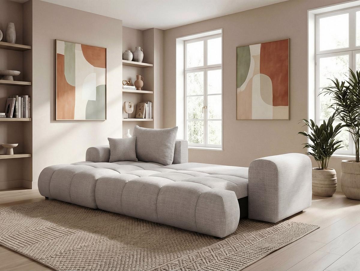 ECKSOFA MILANO Links mit Schlaffunktion und Bettkasten Grau - Grau, Kunststoff/Textil (265/145cm) - Idohome