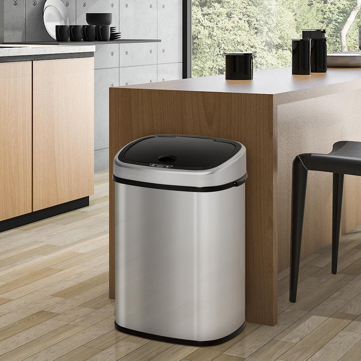 AUTOMATIK Mülleimer Abfalleimer mit Infrarotsensor Küche Silber 58L / 48L - Silberfarben, Metall (29.5/57/40.5cm) - HOMCOM