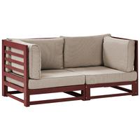 GARTENSOFA 2-Sitzer Akazienholz mahagonibraun Auflagen taupe Trani - Beige/Grau, Holz (150/72/75cm) - Beliani