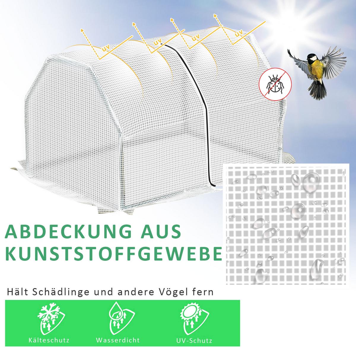 FOLIENGEWÄCHSHAUS, Weiß, Stahl, PE-Kunststoff - Weiß, Kunststoff (71/60/99cm) - Outsunny