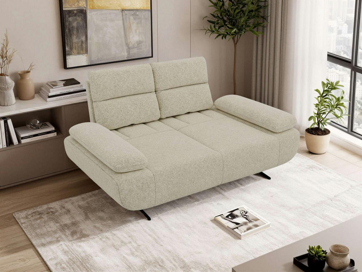 2-SITZER SOFA SORAE - Creme Stukture - Creme/Schwarz, Textil/Metall (182/94/107cm) - MKS