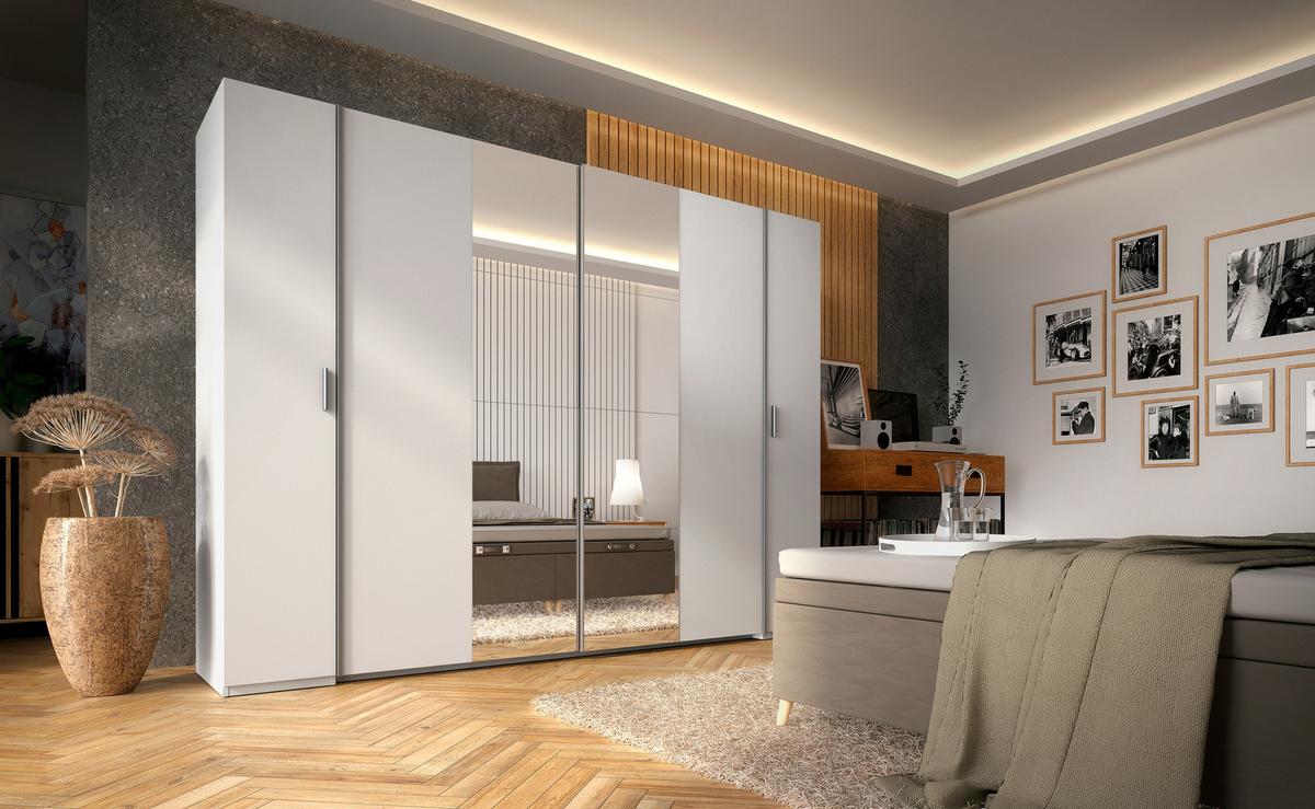 KLEIDERSCHRANK Weiß, Grau 270/208/61 - Weiß/Grau, Holzwerkstoff (270/208/61cm) - RAUMHIRSCH FURNITURE