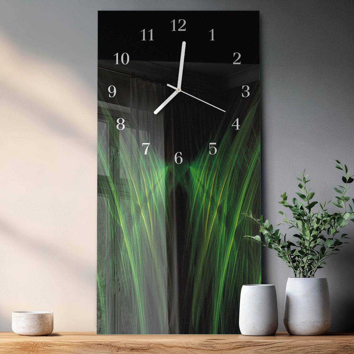 WANDUHR aus Glas 30x60 cm - Weg - Grün, Glas (30/60/0.4cm) - TULUP