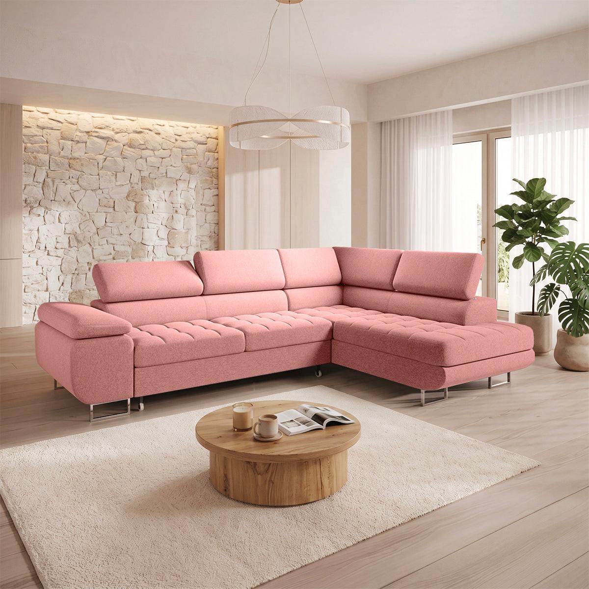 ECKSOFA Eden 4 Sitzplätze Korallenrosa - Rosa, Textil (271/201cm) - Petits-meubles