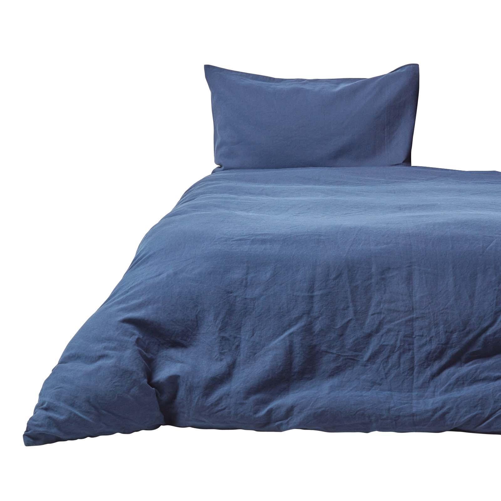 BETTWÄSCHE Leinen - Dunkelblau, Textil (135/200cm) - Homescapes