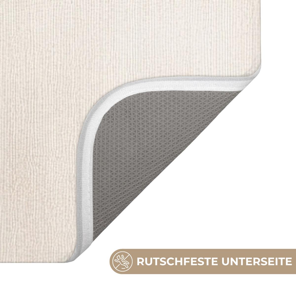 BADEMATTE Abstrakt - Japandi - Beige - Modern 60x120 cm - Beige/Schwarz, Textil (60/120cm) - OnlyWow