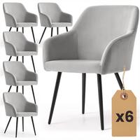 POLSTERSTUHL 6er Set, Metallbeine Grau, Schwarz 54,5/83/58 - Schwarz/Grau, Textil (55/83/51cm) - RAUMHIRSCH FURNITURE