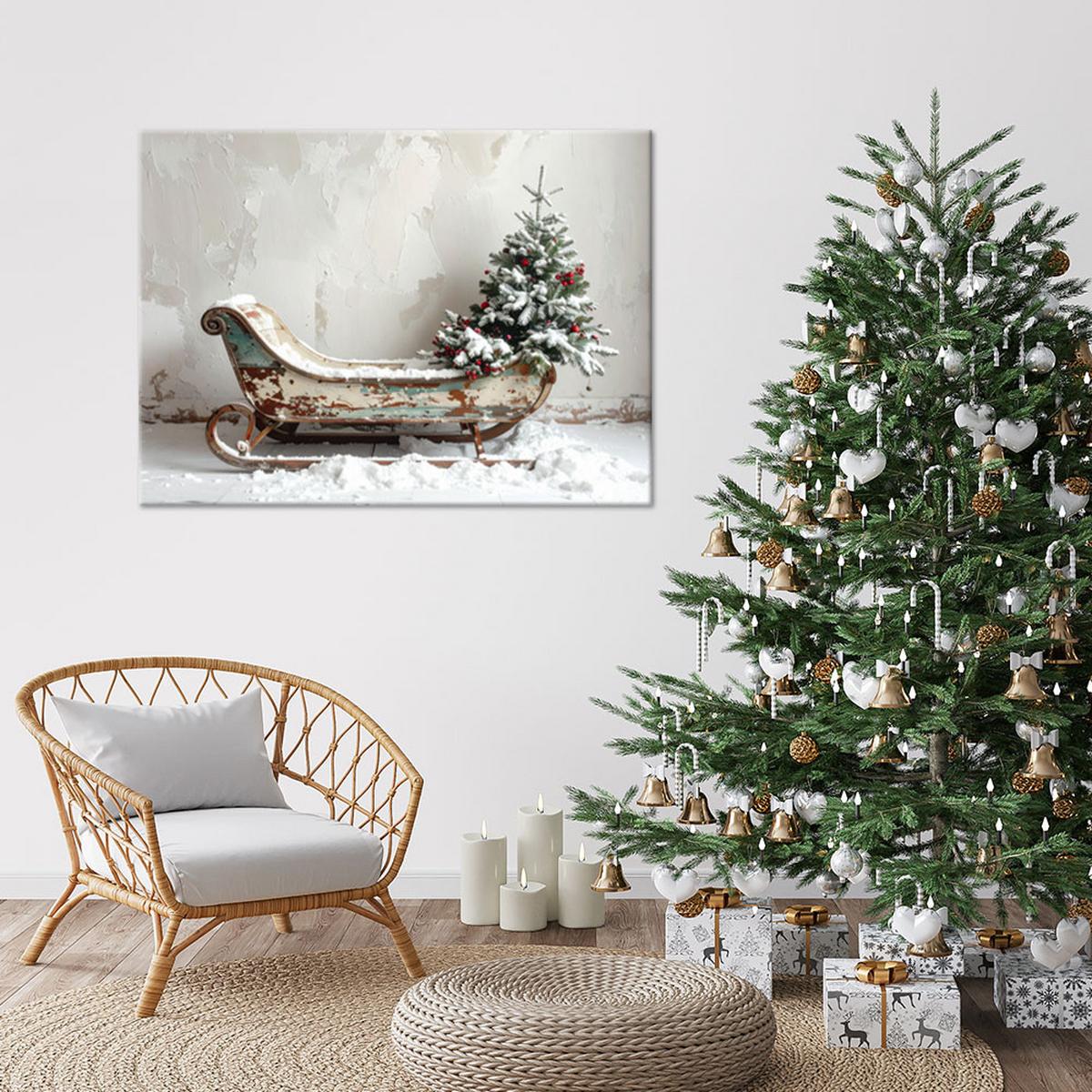 LEINWANDBILD Weihnachten 100x70cm - Grau, Textil (100/70cm) - Feeby