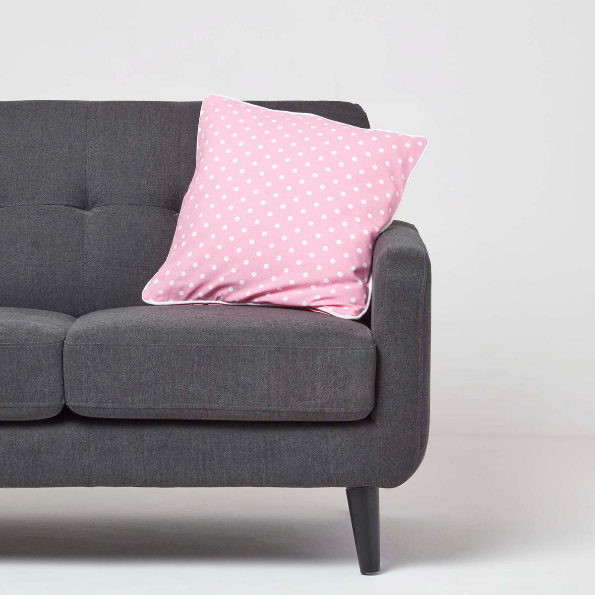 KISSENHÜLLE Polka Dots 45/45 cm, 100% Baumwolle - Rosa, Textil (45/45cm) - Homescapes